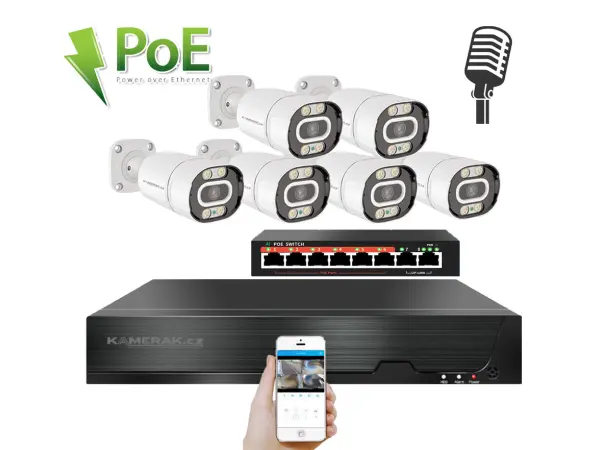 IP 6 kamerov� set s extern�m PoE XM-603B-Ext. 4MPx, CZ menu