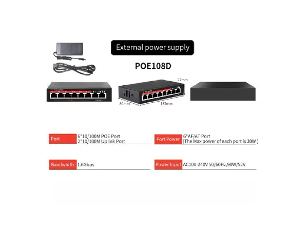 ip 6 kamerovy set s externim poe xm-610b-ext. 4mpx, cz menu