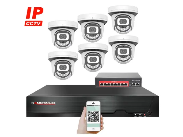 ip 6 kamerovy set  s externim poe xm-612b-ext. 4mpx, cz menu