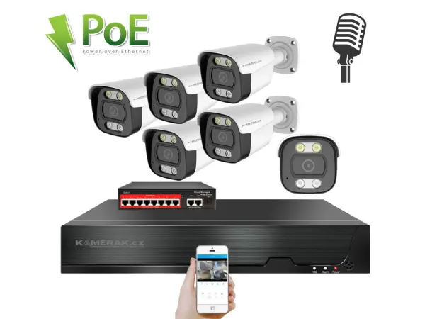 ip 6 kamerovy set s externim poe xm-614b-ext. 4mpx, cz menu