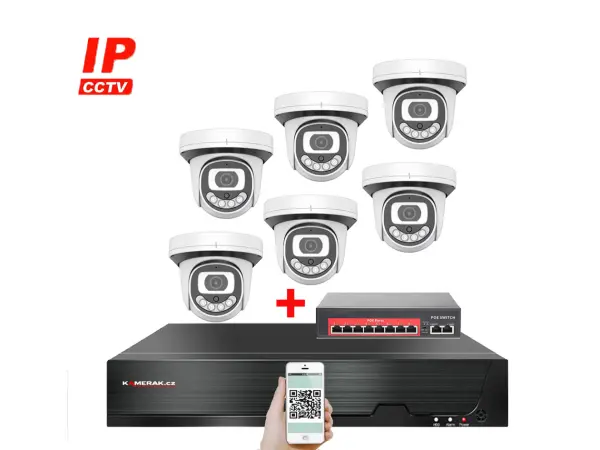 4K IP 6 kamerový set s externím PoE XM-612D-Ext. 8MPx, CZ menu
