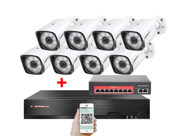 ip 8 kamerovy set s externim poe xm-801b-ext. 4mpx, cz menu