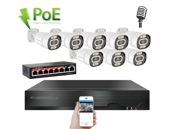 ip 8 kamerovy set s externim poe xm-803b-ext. 4mpx, cz menu