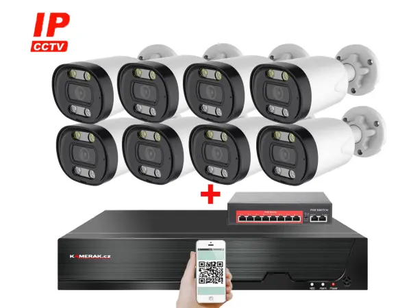 ip 8 kamerovy set  s externim poe xm-813b-ext. 4mpx, cz menu