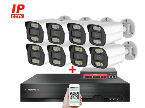 IP 8 kamerov� set s extern�m PoE XM-814B-Ext. 4MPx, CZ menu