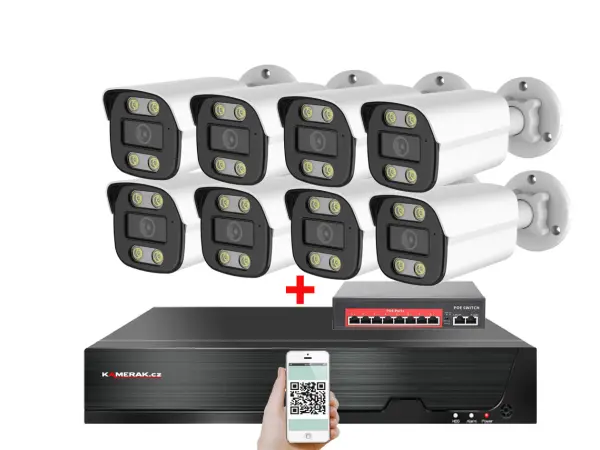 IP 8 kamerov� set s extern�m PoE XM-814B-Ext. 4MPx, CZ menu