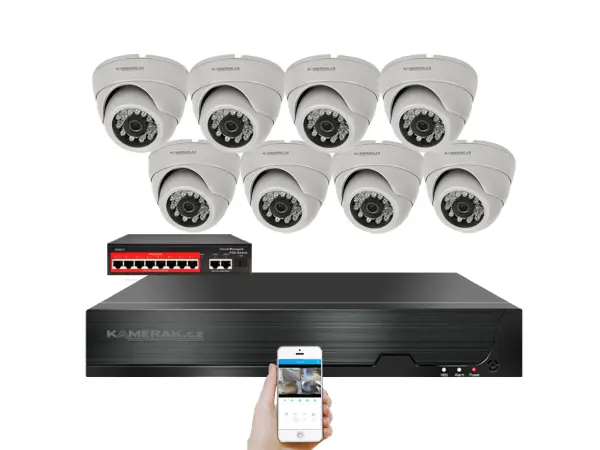 4k ip 8 kamerovy set s externim poe xm-802d-ext. 8mpx, cz menu