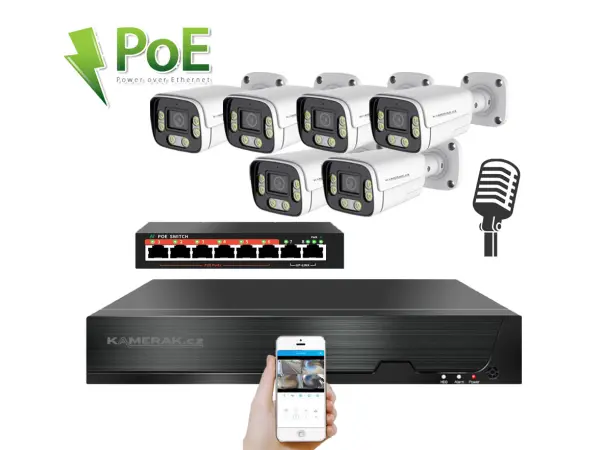 4K IP 6 kamerov� set  s extern�m PoE XM-606D-Ext. 8MPx, CZ menu