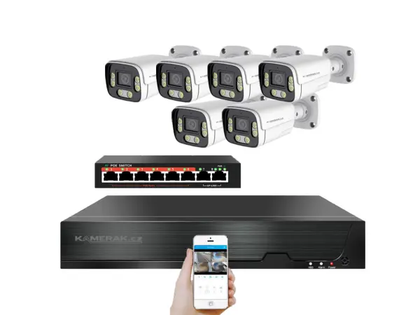 4K IP 6 kamerov� set  s extern�m PoE XM-606D-Ext. 8MPx, CZ menu