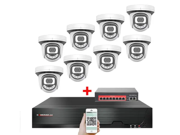 4k ip 8 kamerovy set s externim poe xm-812d-ext. 8mpx, cz menu