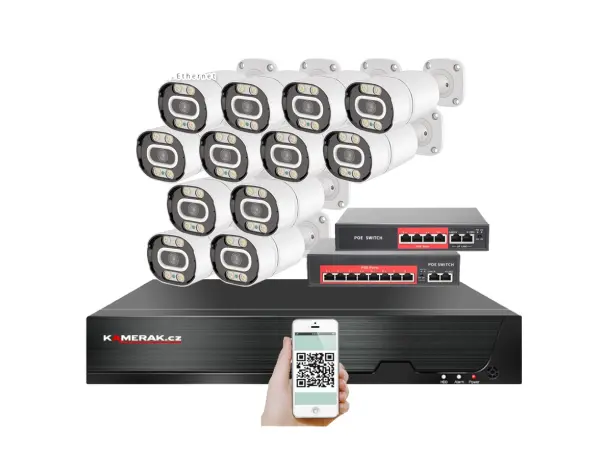 IP 12 kamerov� set s extern�m PoE XM-1203B-Ext. 4MPx, CZ menu