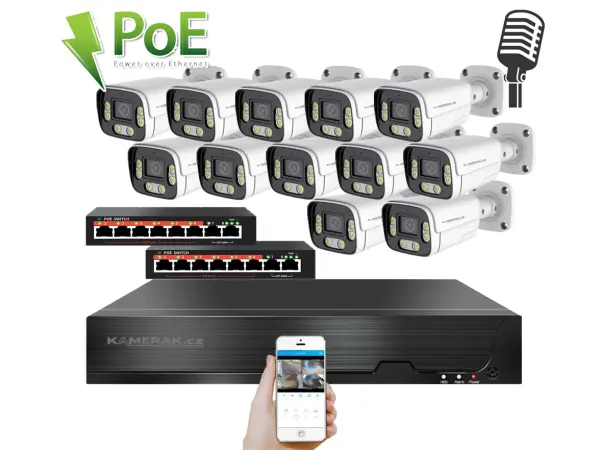 ip 12 kamerovy set s externim poe xm-1206b-ext. 4mpx, mikrofon, cz menu