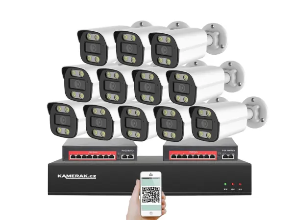 IP 12 kamerov� set s extern�m PoE XM-1214B-Ext. 4MPx, CZ menu