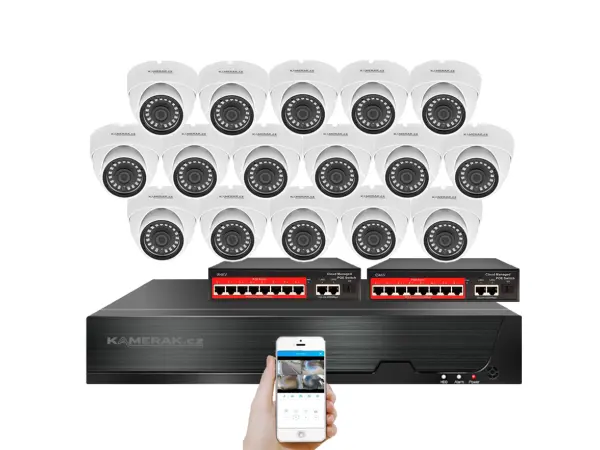 IP 16 kamerov� set s extern�m PoE XM-1602B-Ext. 4MPx, CZ menu