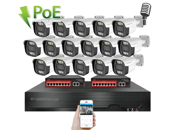 ip 16 kamerovy set s externim poe xm-1614b-ext. 4mpx, cz menu