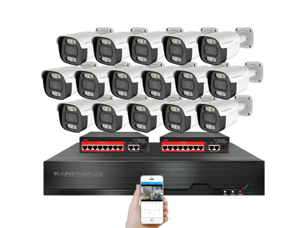 ip 16 kamerovy set s externim poe xm-1614b-ext. 4mpx, cz menu