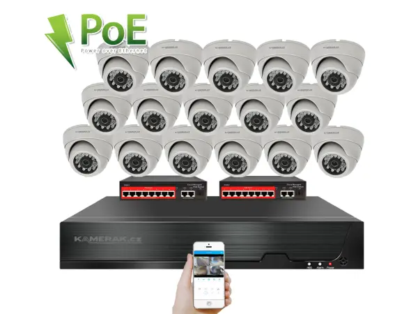 4k ip 16 kamerovy set s externim poe xm-1602d-ext. 8mpx, cz menu