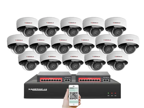 4k ip 16 kamerovy set s externim poe xm-1605d-ext. 8mpx, mikrofon, cz menu