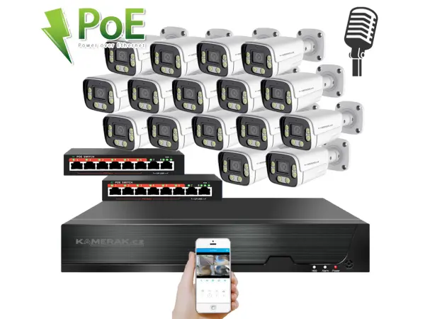 ip 16 kamerovy set s externim poe xm-1606d-ext. 8mpx,cz menu