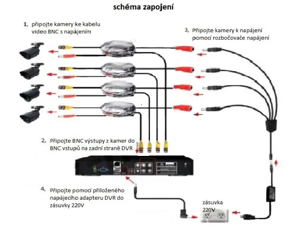 6 kamerovy ahd set wn6-50a 2mpx 1080p, h.265, cz menu
