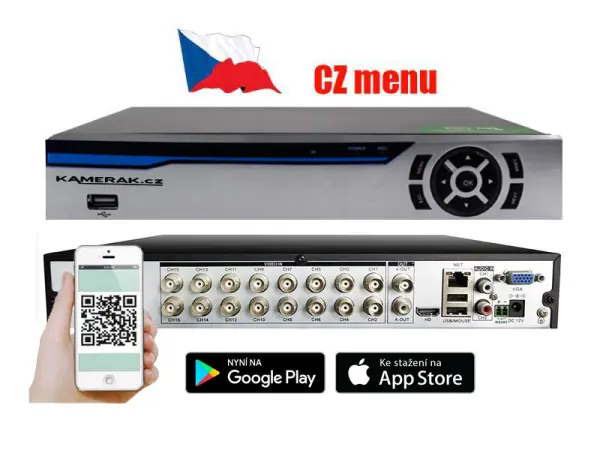 16 kamerovy ahd set he16-60a 2mpx 1080p, h.265, cz menu