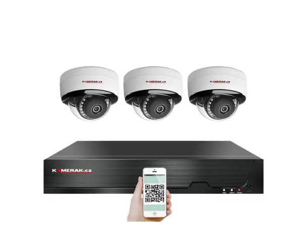 4K PoE IP 3 kamerov� set XM-305D 8MPx, mikrofon, CZ menu