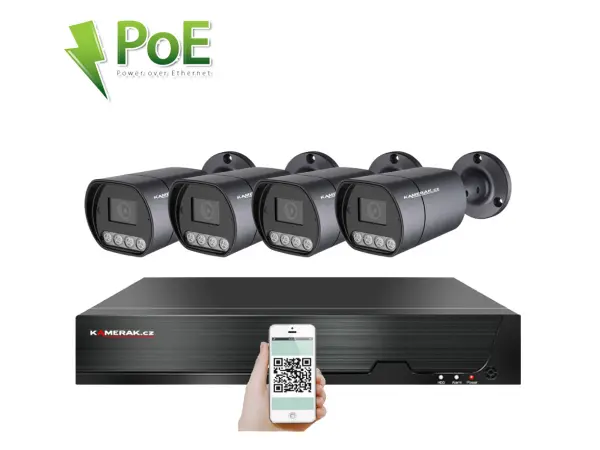 4K PoE IP 4 kamerov� set XM-410D 8MPx, mikrofon, CZ menu