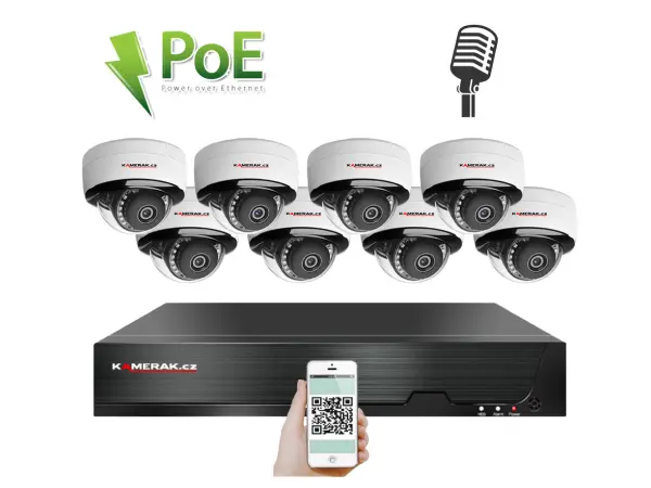 PoE IP 8 kamerov� set XM-805B 4MPx, mikrofon, CZ menu