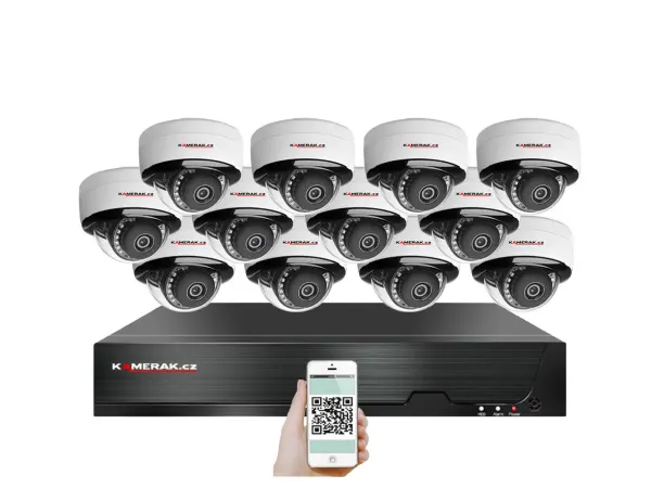 PoE IP 12 kamerov� set  XM-1205B 4MPx, mikrofon, CZ menu