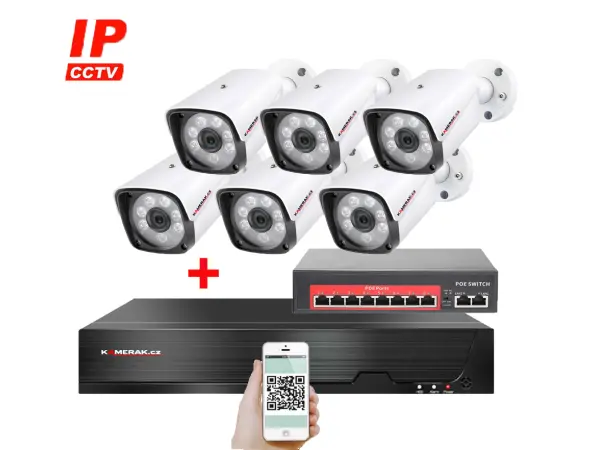 ip 6 kamerovy set s externim poe xm-601b-ext. 4mpx, cz menu