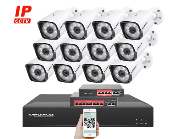 IP 12 kamerov� set s extern�m PoE XM-1201B-Ext. 4MPx, CZ menu