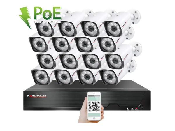 4k poe ip 16 kamerovy set xm-1601d 8mpx, cz menu