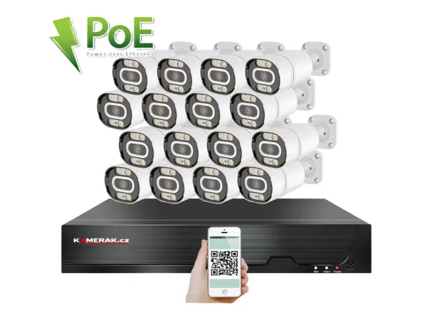PoE IP 16 kamerov� set XM-1603B 4MPx, mikrofon, CZ menu