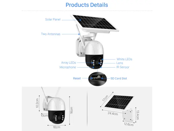 wifi solarni kamera xm-924 3mpx, 6x baterie, p2p app icsee