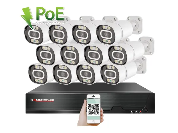 4K PoE IP 12 kamerov� set XM-1203D 8MPx, CZ menu