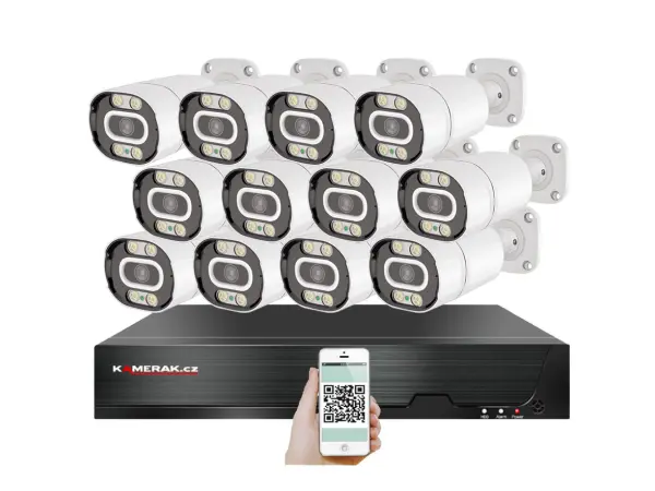 4k poe ip 12 kamerovy set xm-1203d 8mpx, cz menu