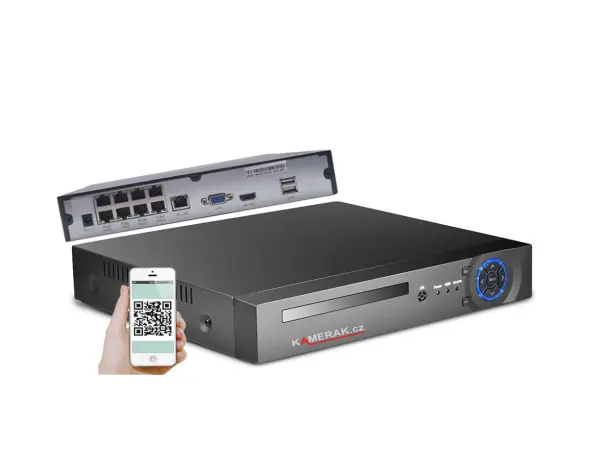 poe nvr-7208 8ch 8mpx, h.265 rekorder pro 8 ip kamery, cz menu