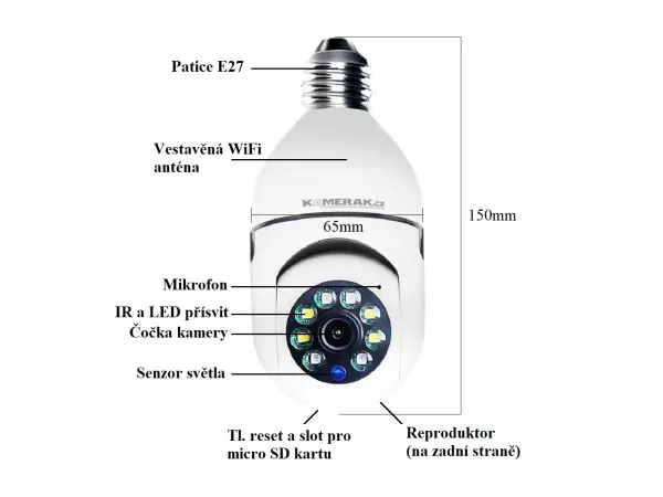 Oto�n� P2P kamera HYF-Q01 app Tuya do obj�mky E27