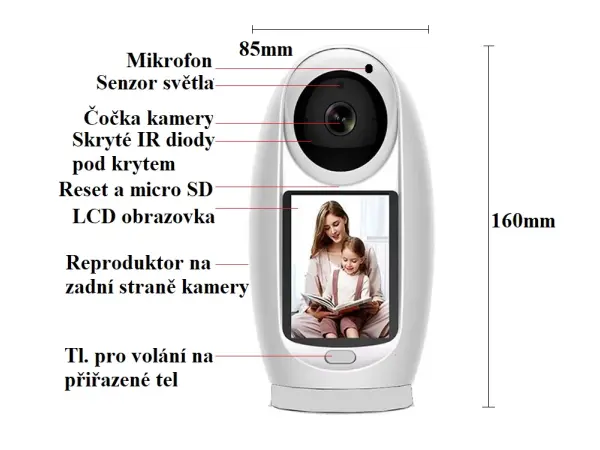 p2p wifi ip kamera xm-115 ptz-otocna s lcd 2mpx