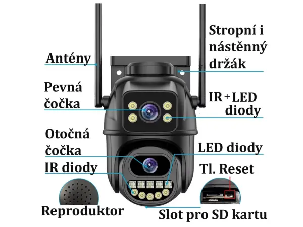 P2P PTZ kamera XM-628 6MPx (3+3MPx)
