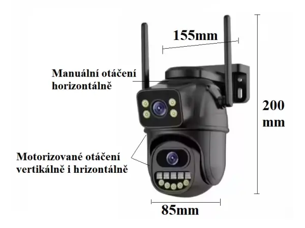 ptz kamera otocna p2p xm-632 se dvema objektivy 3+3mpx tedy 6mpx