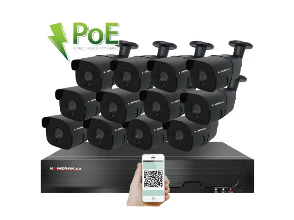 poe ip 12 kamerovy set xm-1207b 4mpx, cz menu