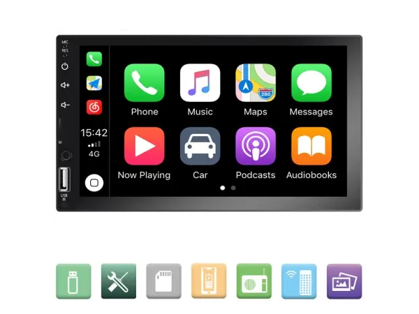 2din autoradio 7" touch screen, q3161, carplay, android auto, mp5, fm usb bt