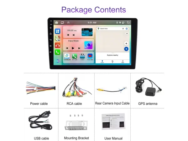 2din autoradio a3454 s 10,1" lcd, android 13, 4gb ram, 64gb uloziste, carplay, android auto, wifi, gps, bluetooth, fm rds