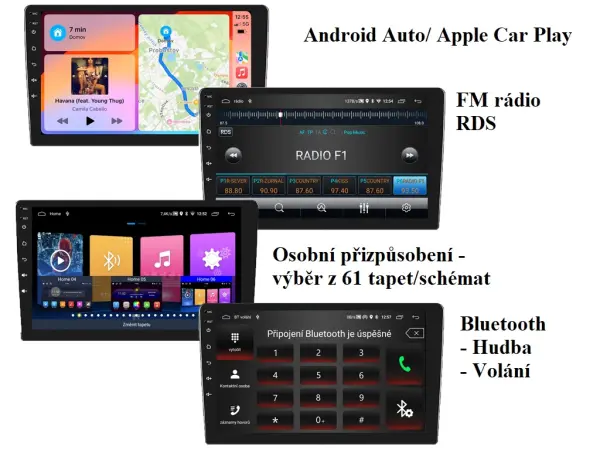 2din autoradio 10,1" lcd a3196 2gb+64gb android 13, prehravac s gps wifi bt fm phone link usb