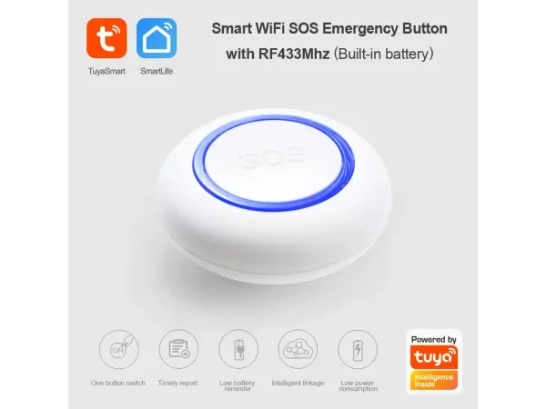 tlacitko sos  tuya  wifi, 433mhz