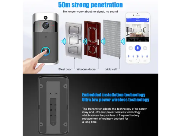 domovni wifi zvonek s full hd kamerou, pst-dv-114 tuya, android/ios black