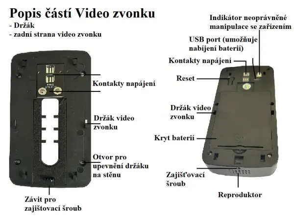 domovni wifi zvonek s full hd kamerou, pst-dv-114 tuya, android/ios black