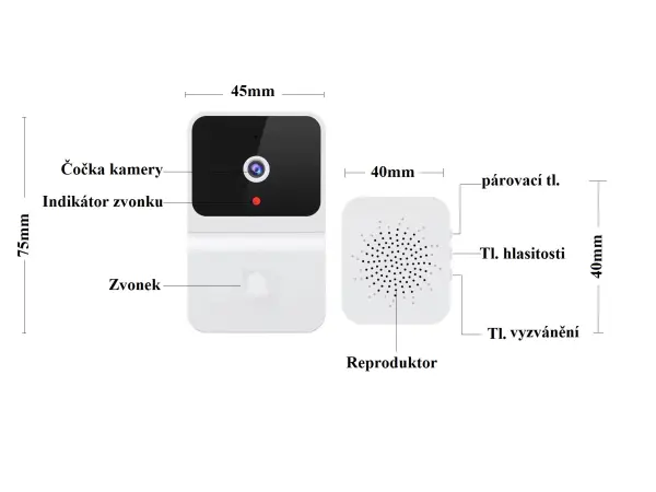 tuya smart wifi zvonek s kamerou bily