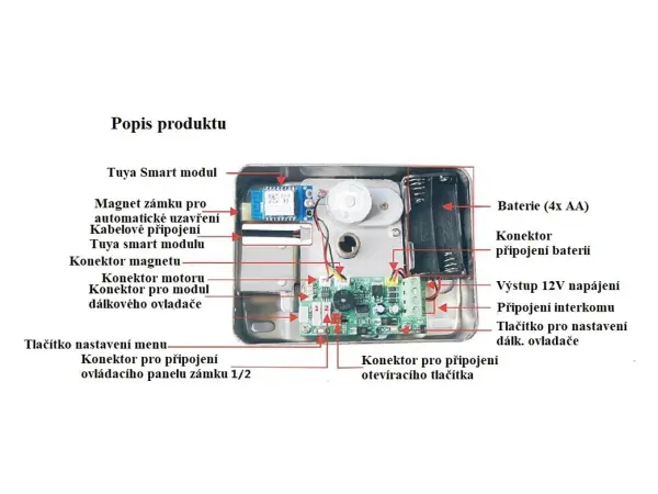 wifi inteligentni zamek tuya pst-ea1 s klavesnici a otiskem prstu, android/ios